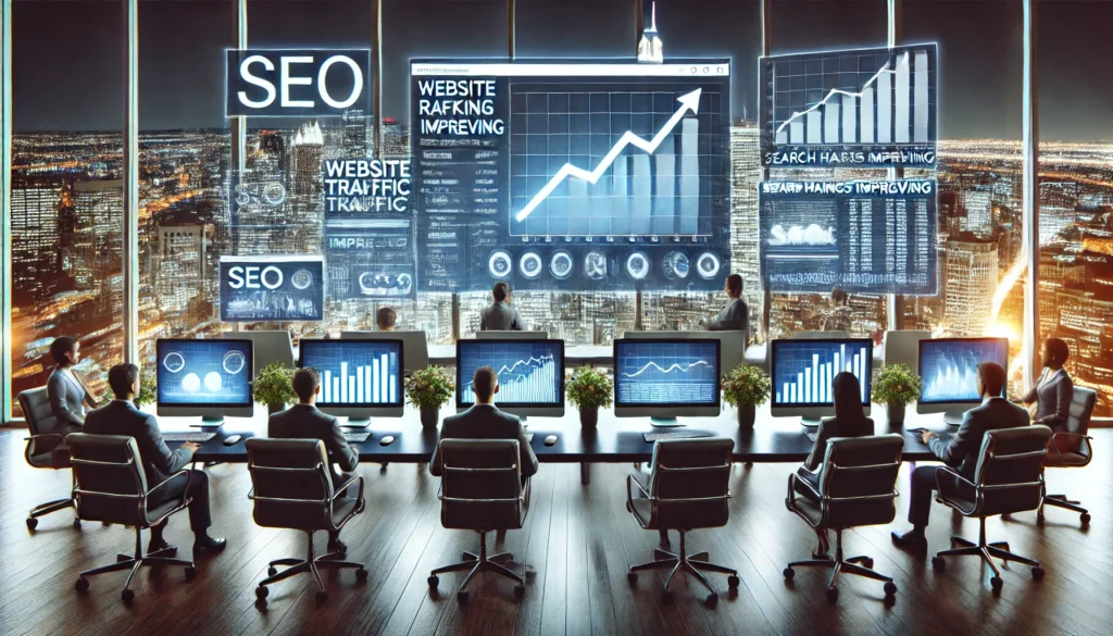 SEO professionals analysing website traffic
